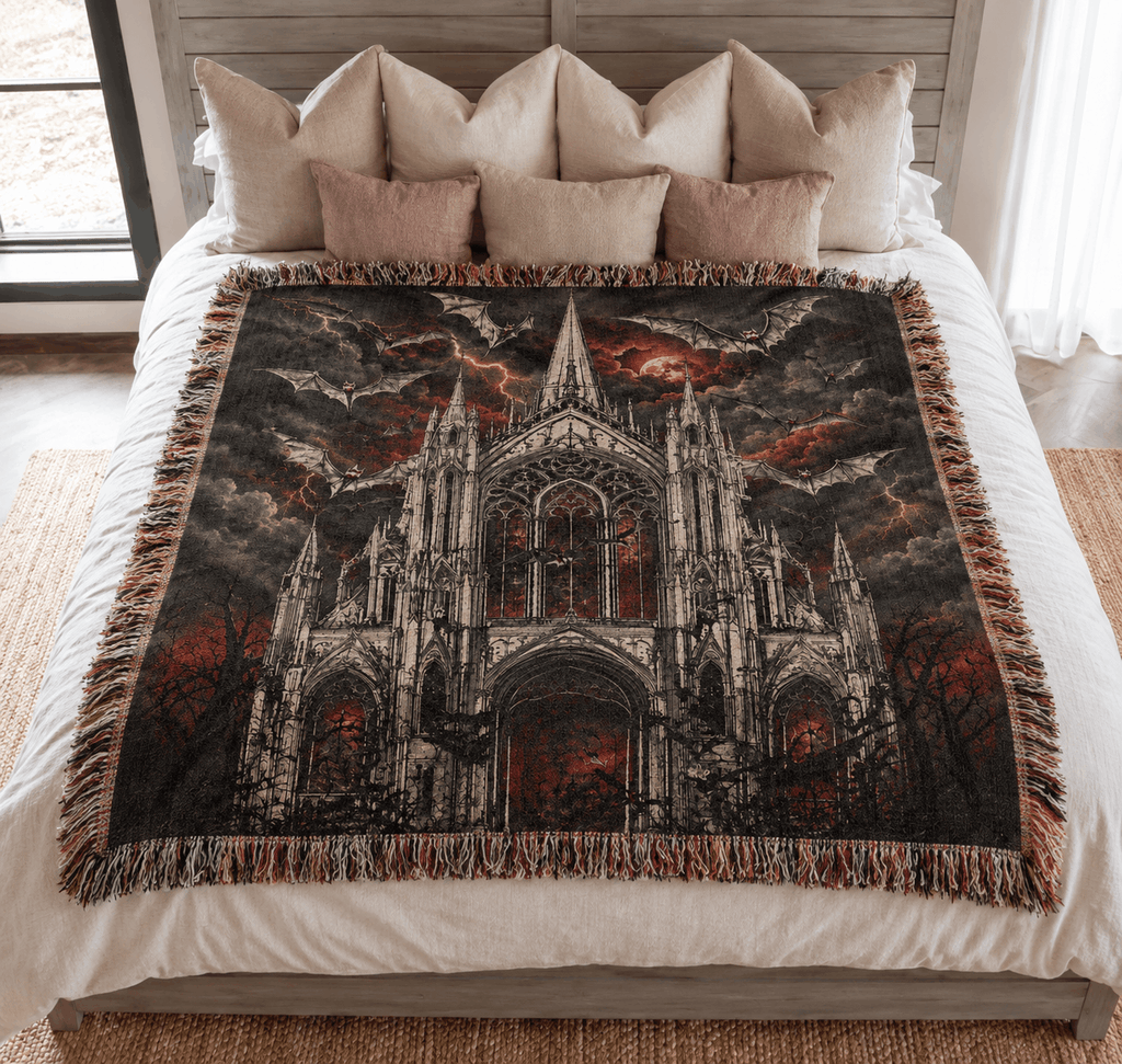 Gothic Cathedral Woven Blanket  Gothic Tapestry Throw