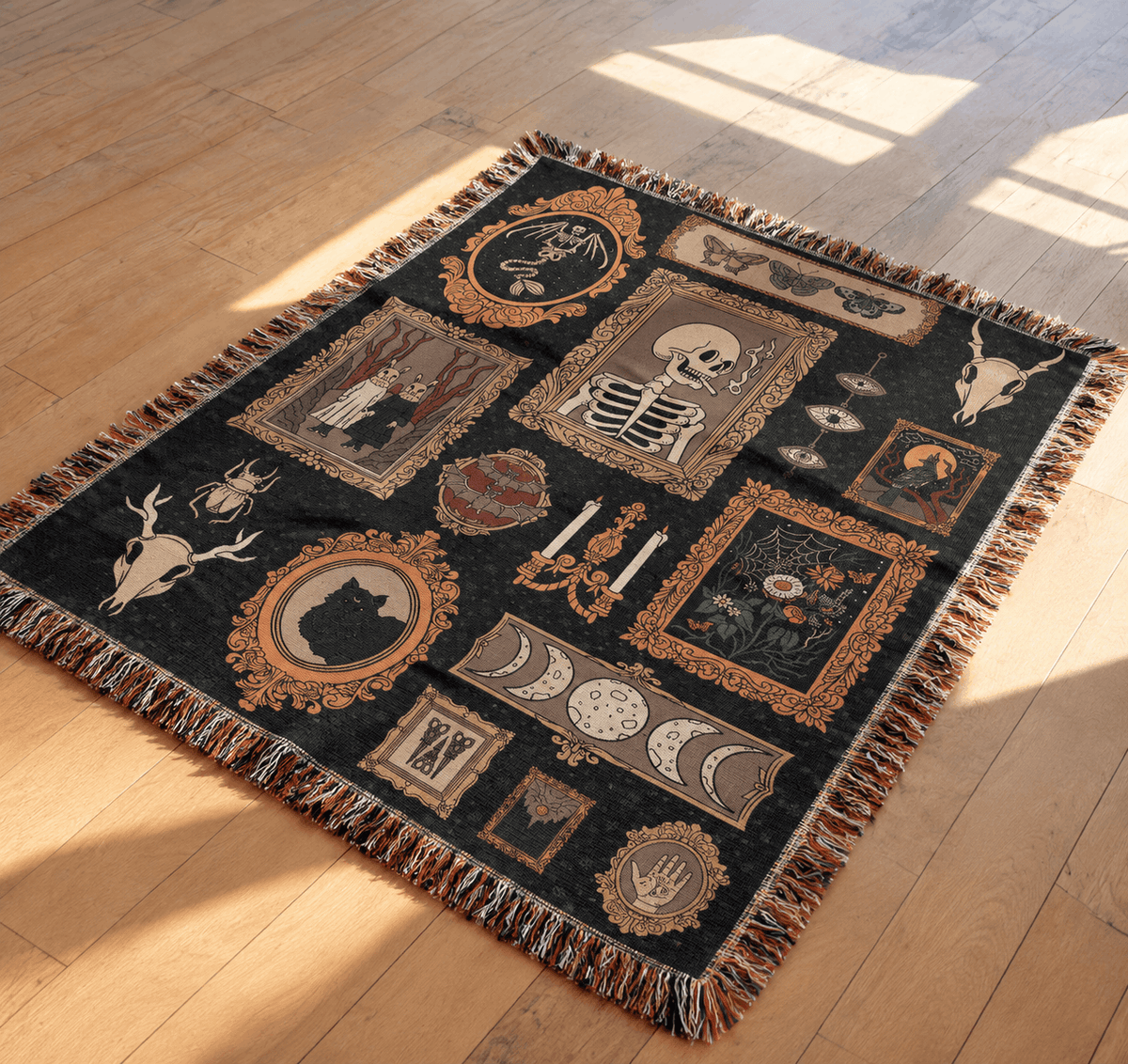 Gothic Dark Academia Tapestry Woven Throw Blanket