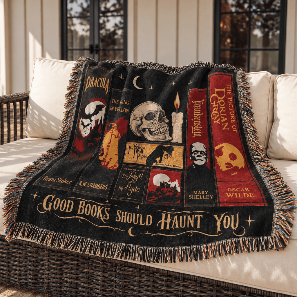 Gothic Horror Book Woven Blanket