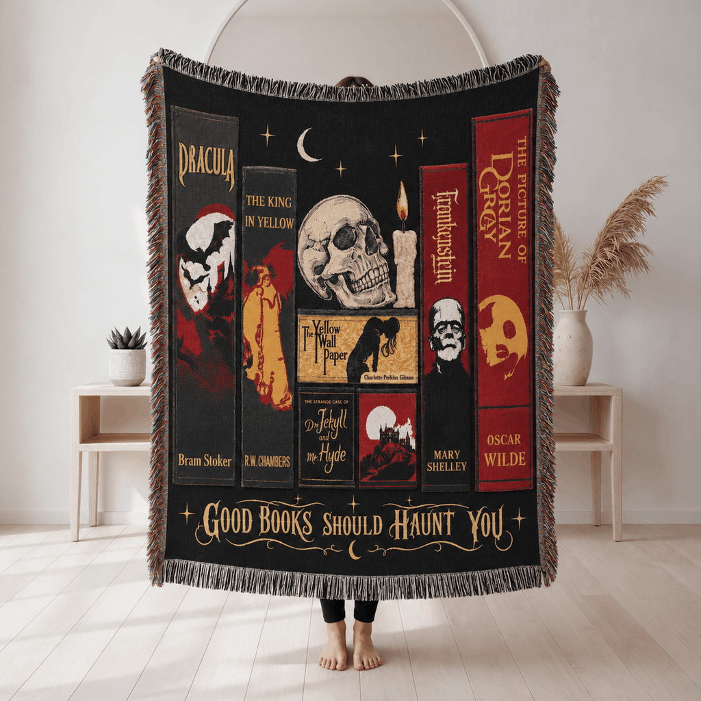 Gothic Horror Book Woven Blanket