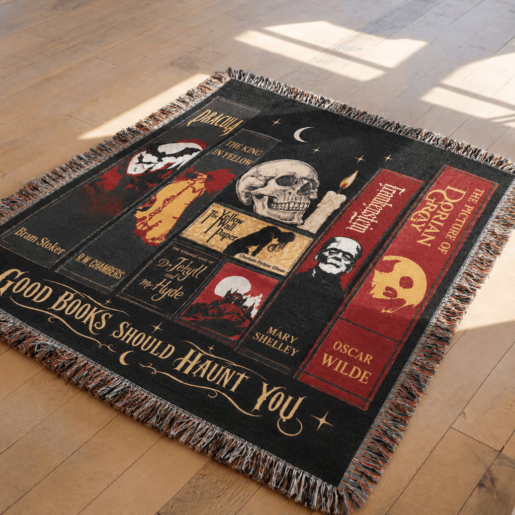  Gothic Horror Book Woven Blanket