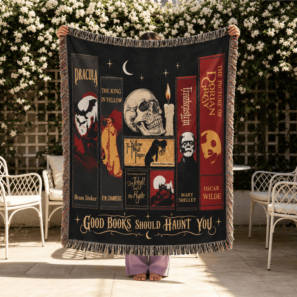 Gothic Horror Book Woven Blanket
