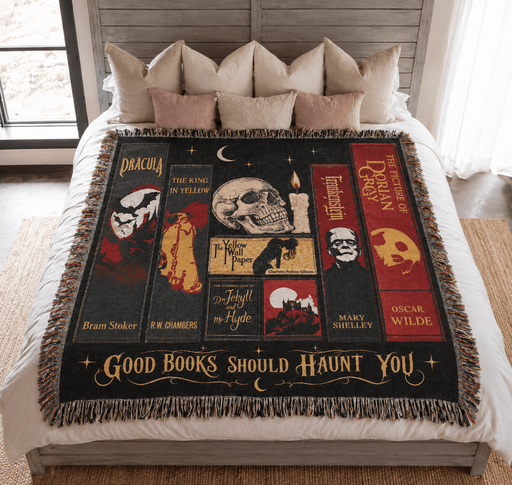 Gothic Horror Book Woven Blanket