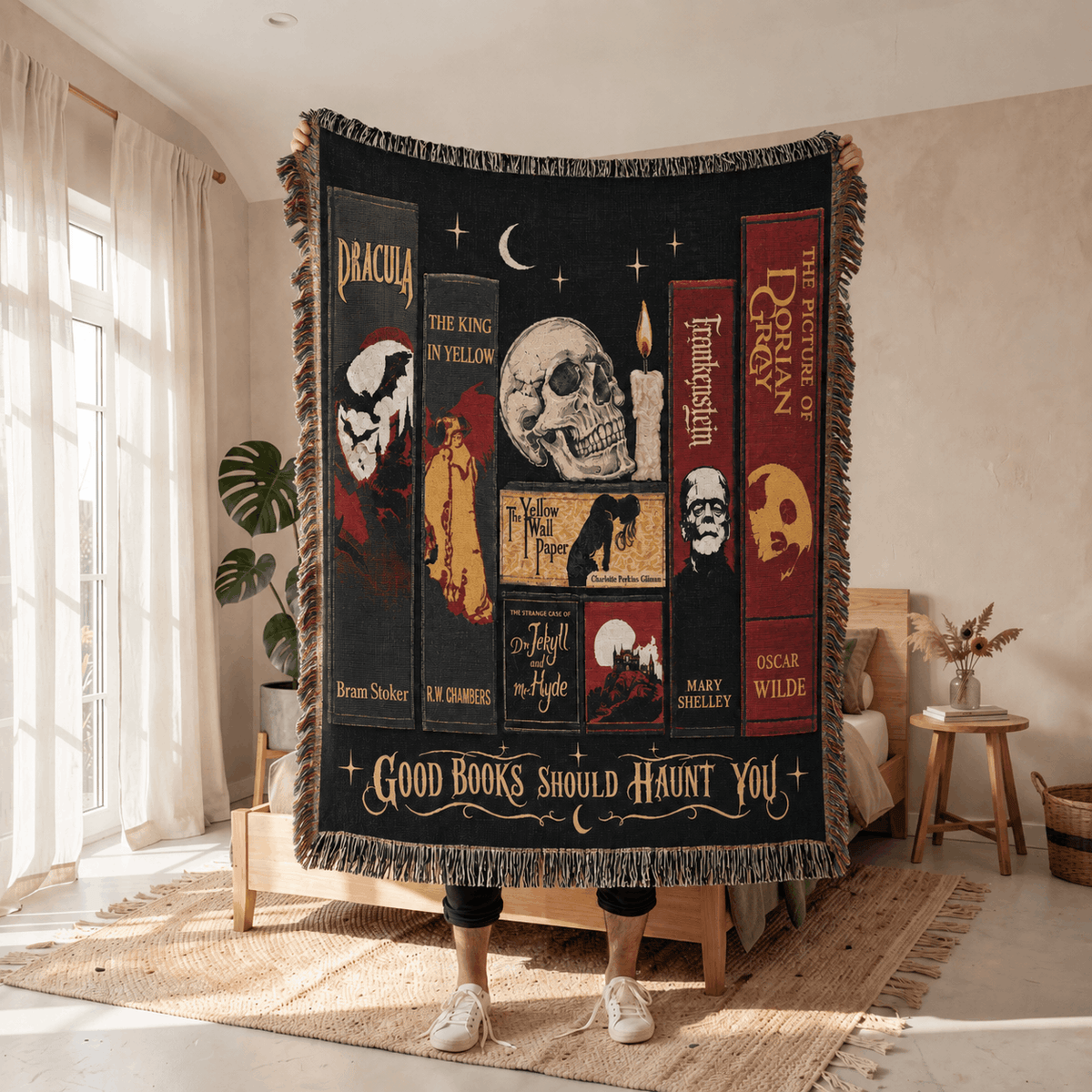 Gothic Horror Book Woven Blanket