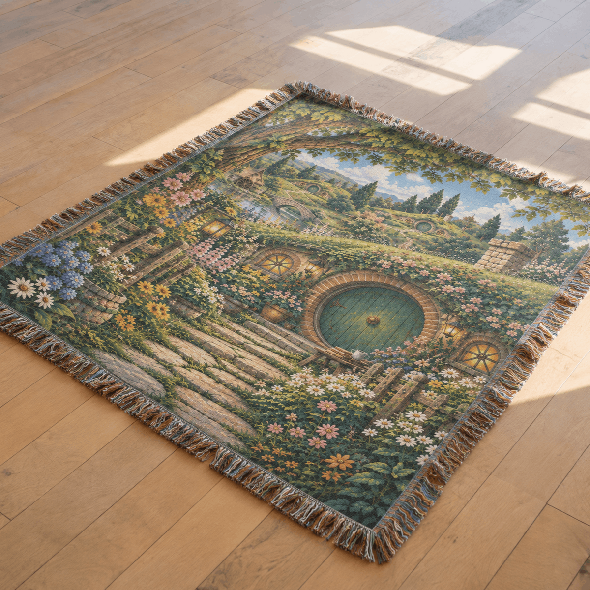 Halfling Village Woven Blanket Tapestry