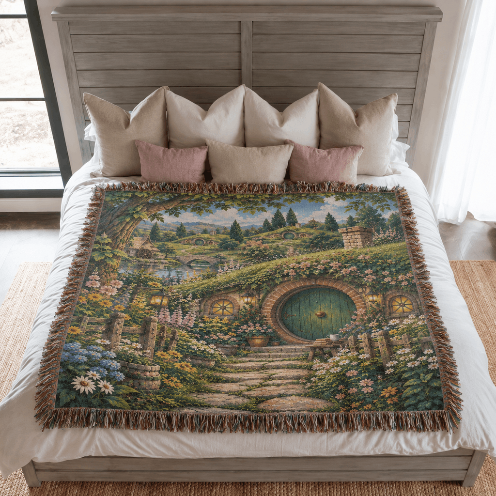 Halfling Village Woven Blanket Tapestry