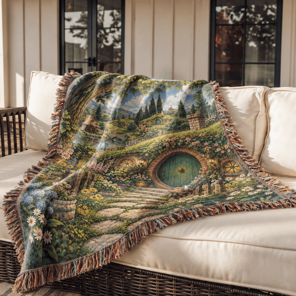 Halfling Village Woven Blanket Tapestry