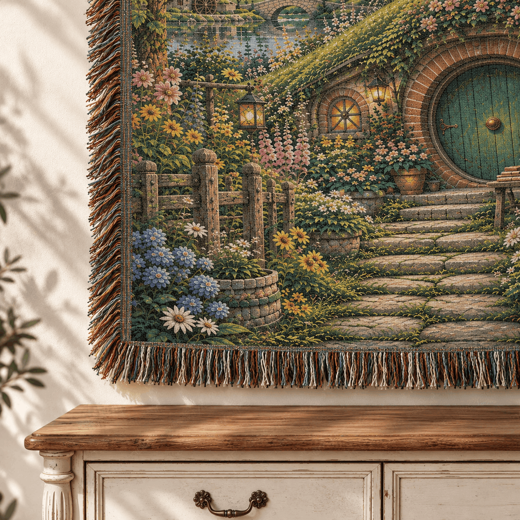 Halfling Village Woven Blanket Tapestry