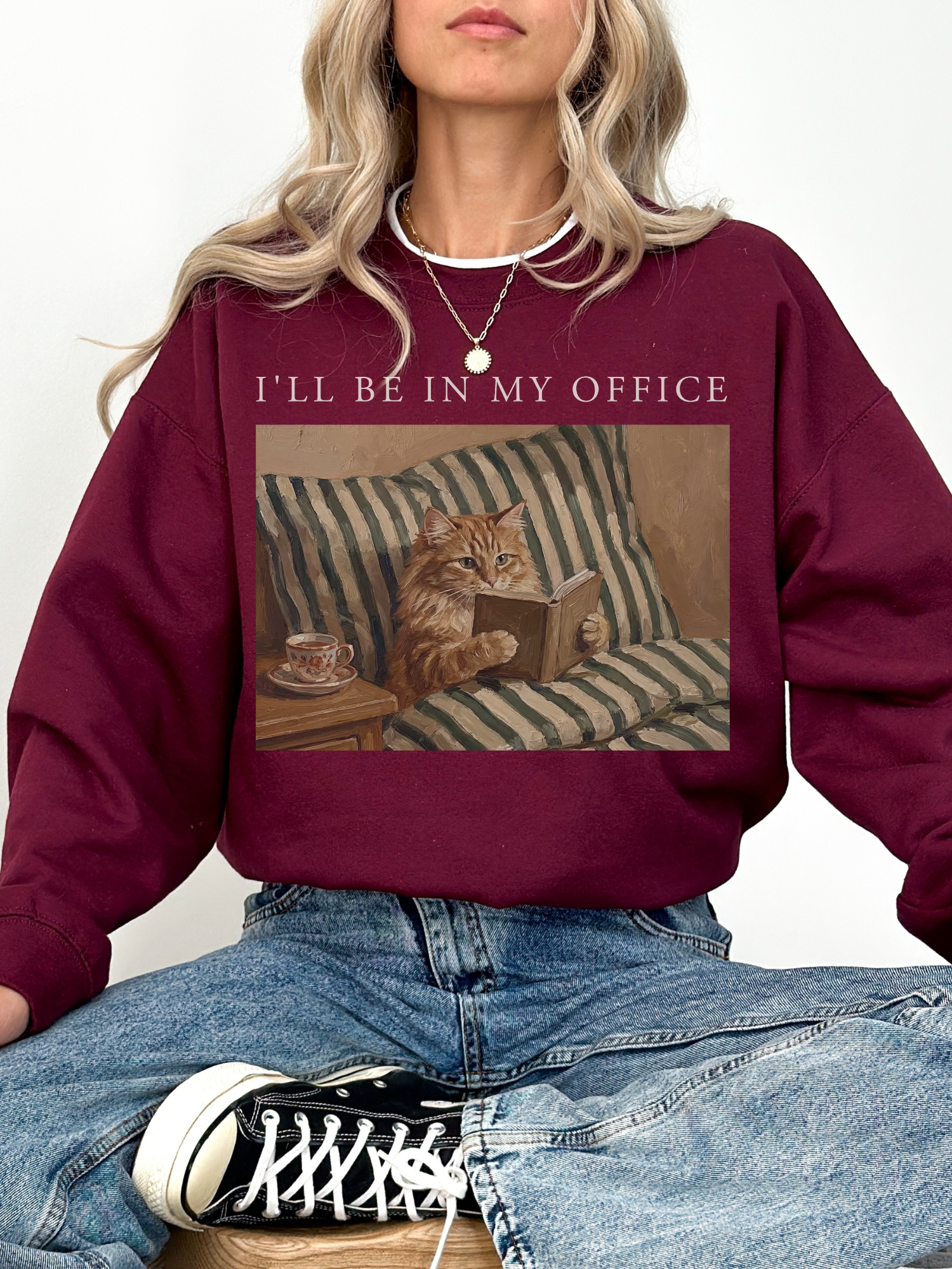 Ill Be In My Office Cat Sweatshirt | Bookish Merch | Gift For Reader