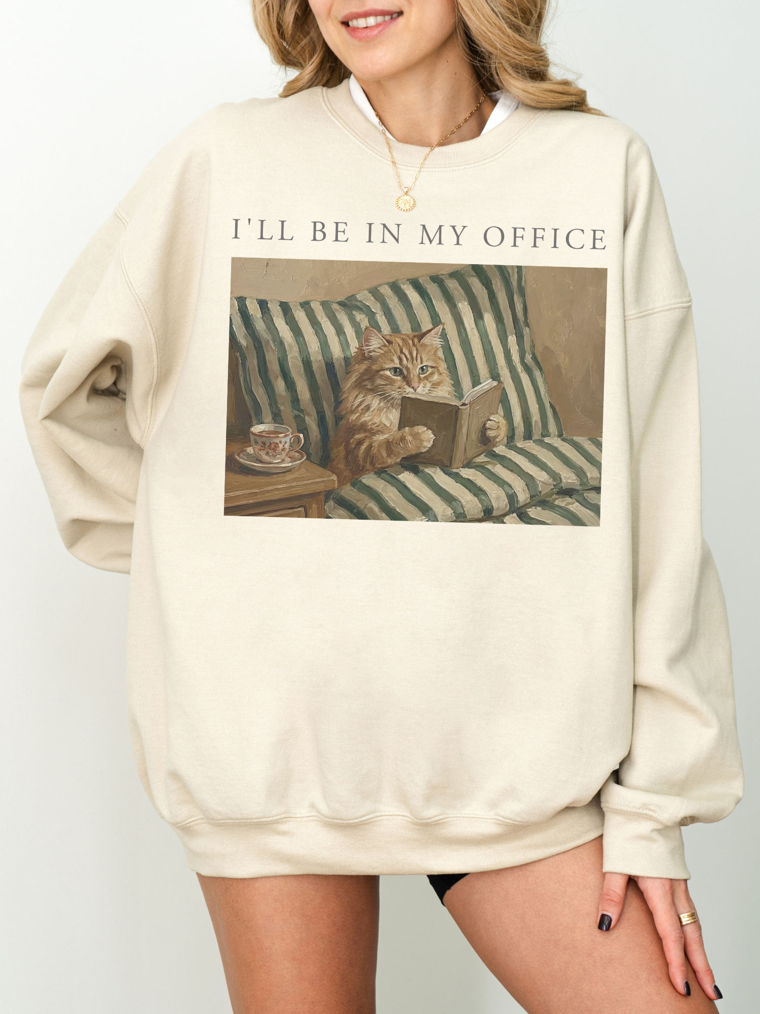 Ill Be In My Office Cat Sweatshirt | Bookish Merch | Gift For Reader
