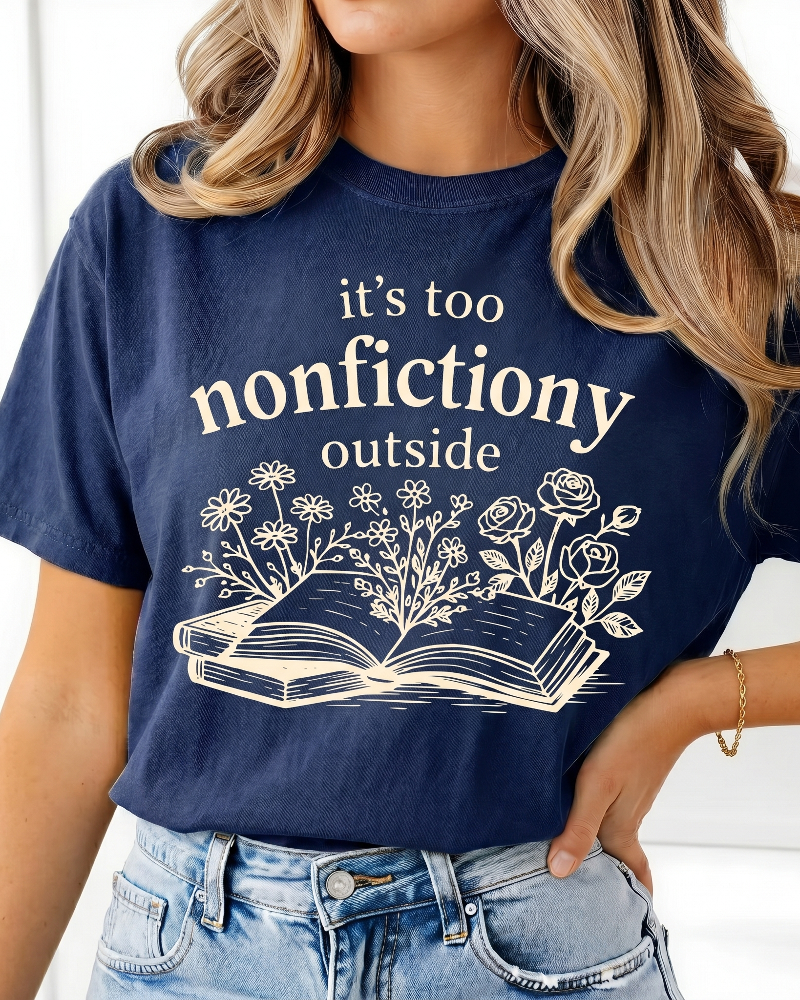 Bookish Merch | It's Too Nonfictiony Outside Comfort T-Shirt
