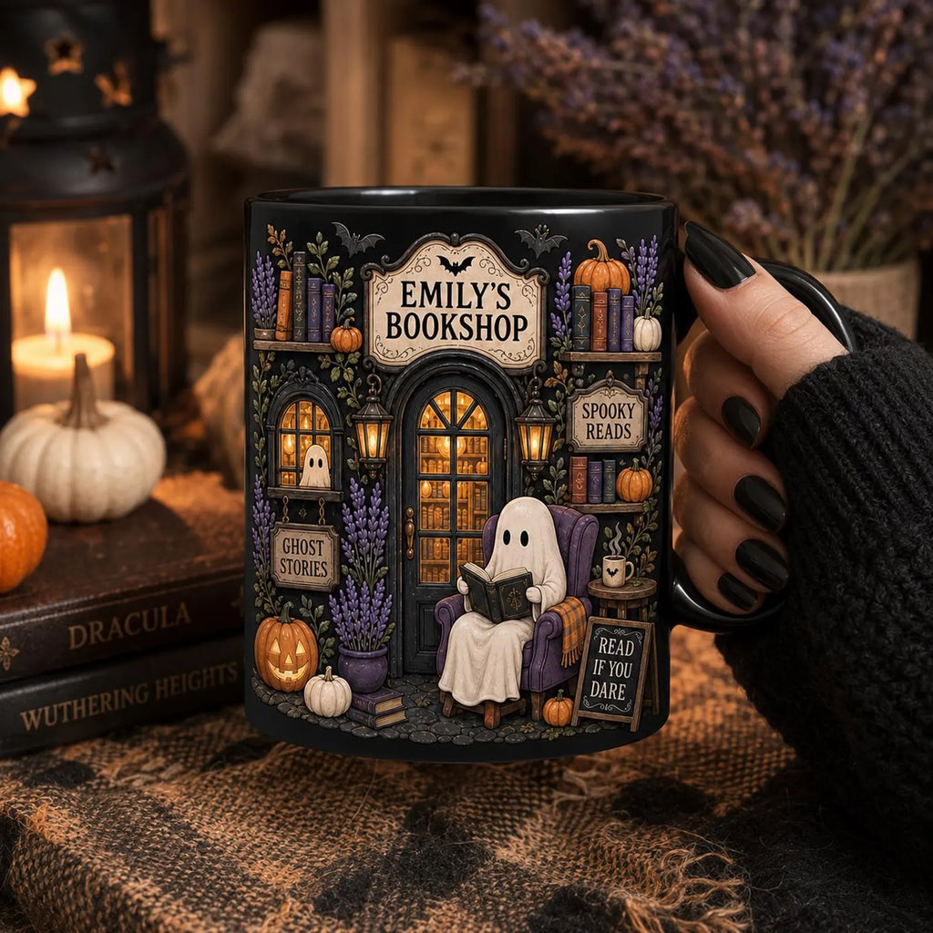 Personalized Bookshop Mug | Spooky Reads Mug | Halloween Gift for Book Lover