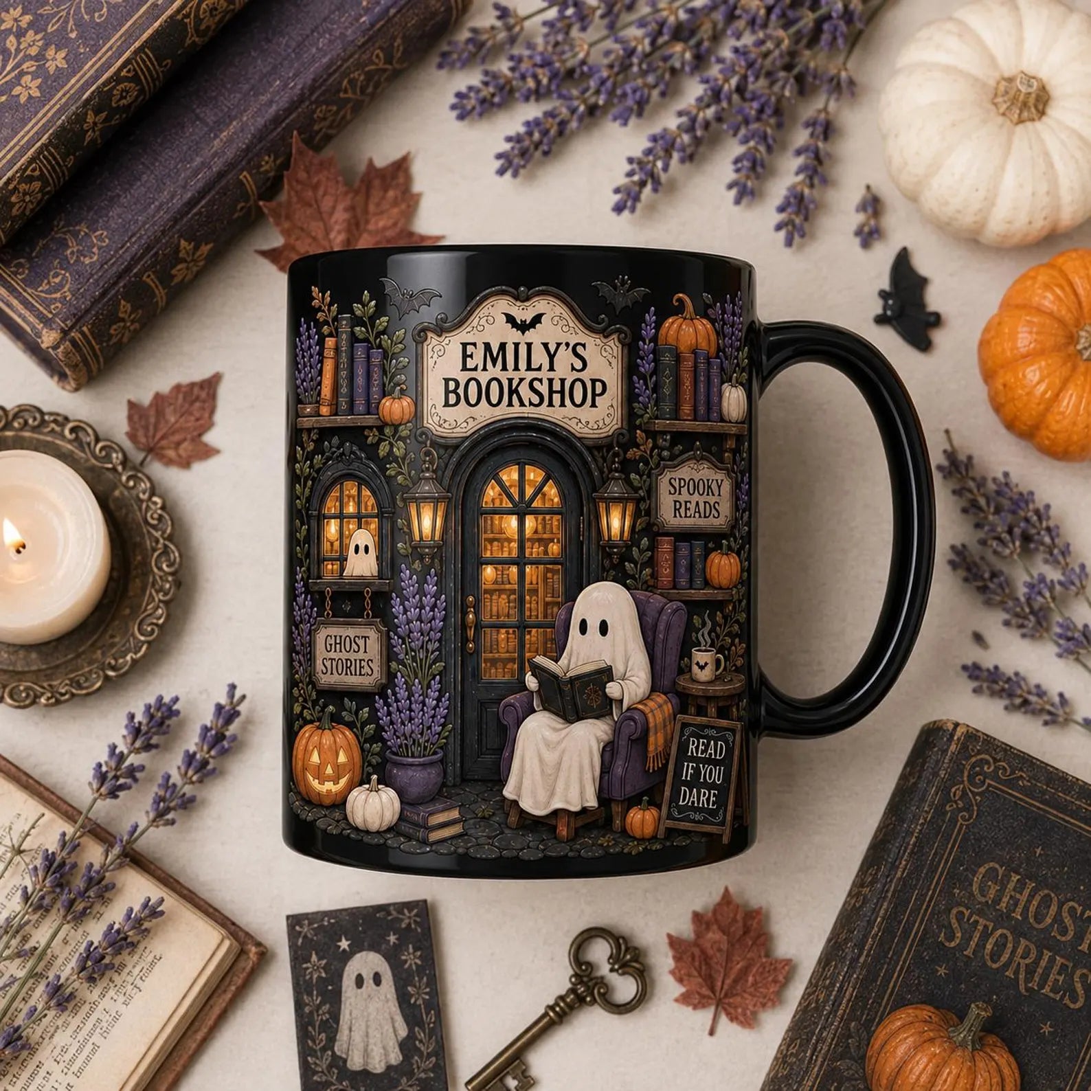 Personalized Bookshop Mug | Spooky Reads Mug | Halloween Gift for Book Lover