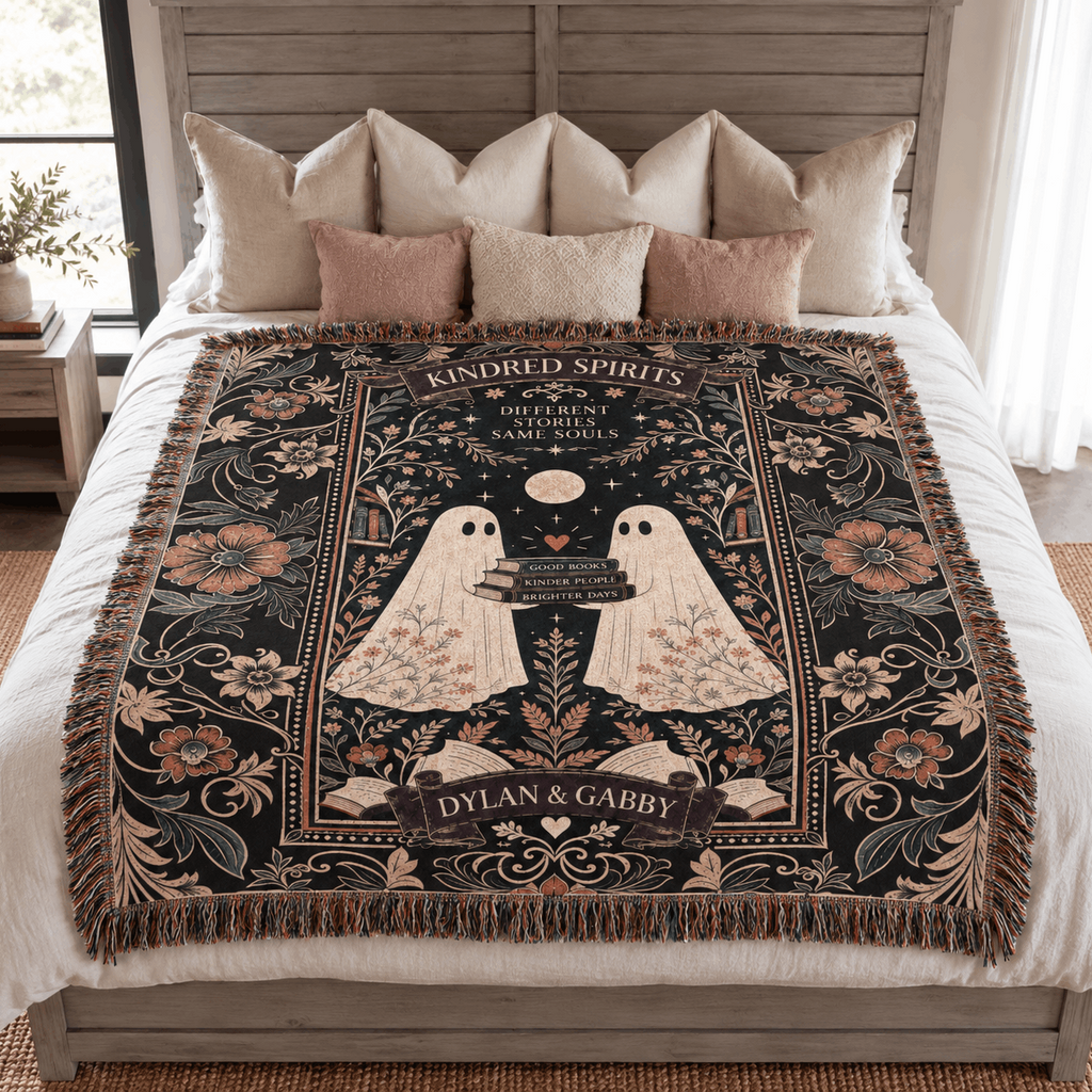 Kindred Spirits Ghost Book Friendship Woven Blanket