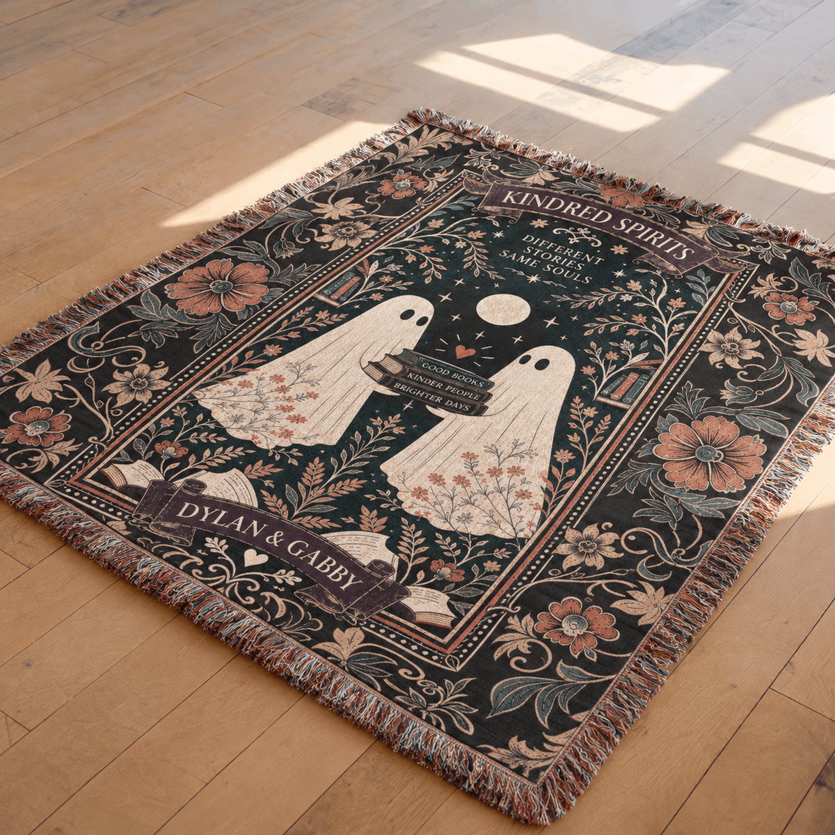 Kindred Spirits Ghost Book Friendship Woven Blanket