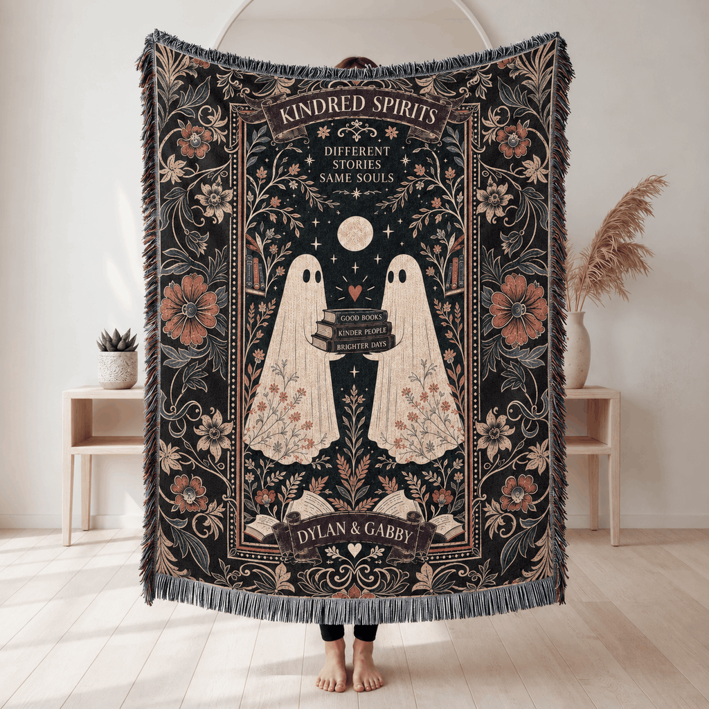 Kindred Spirits Ghost Book Friendship Woven Blanket