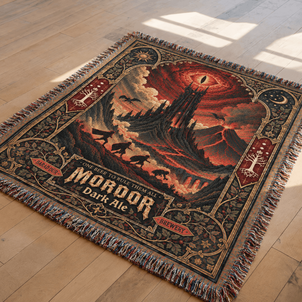 Sauron Evil Eye Tower Woven Blanket | Mordor Fun Run Tapestry
