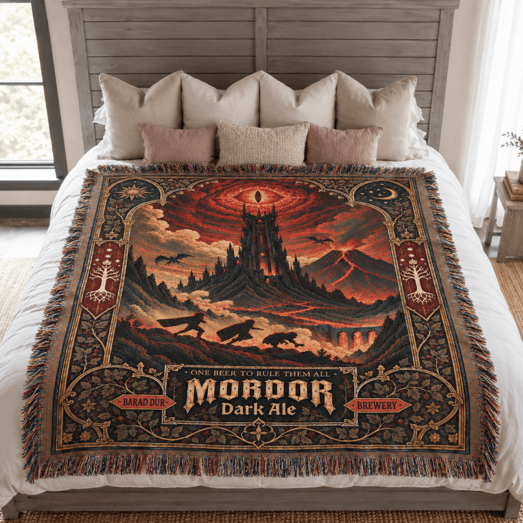 Sauron Evil Eye Tower Woven Blanket | Mordor Fun Run Tapestry