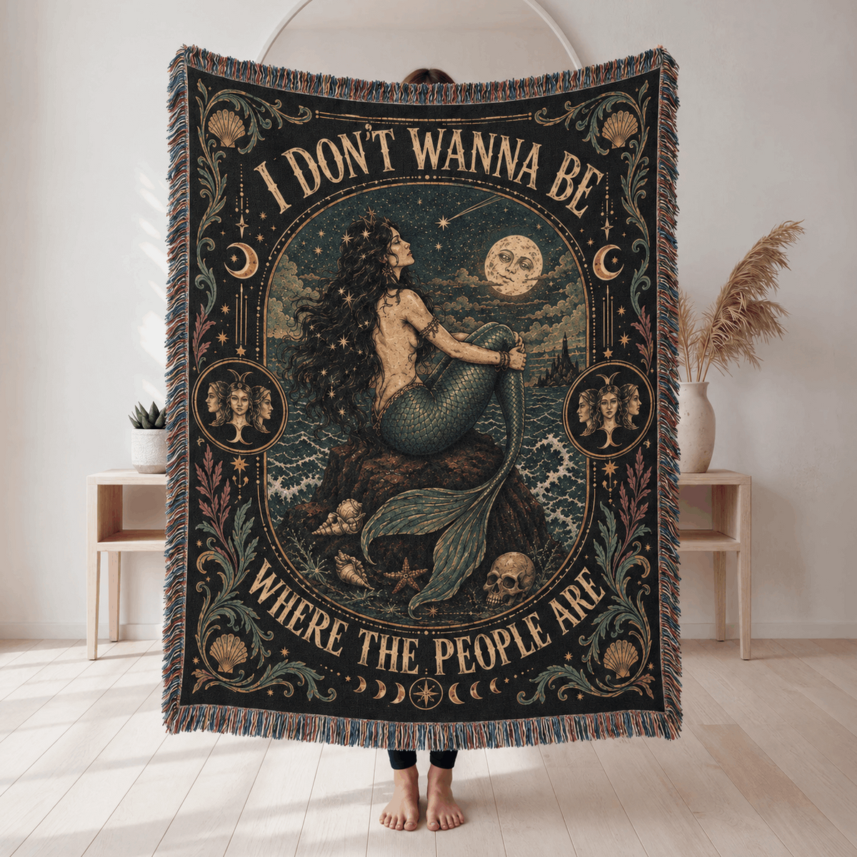 Siren Mermaids Odyssey Woven Blanket