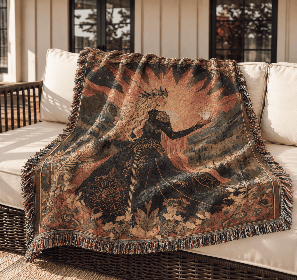 Throne of Glass Tapestry Woven Blanket | Aelin of the Wildfire Woven Blanket