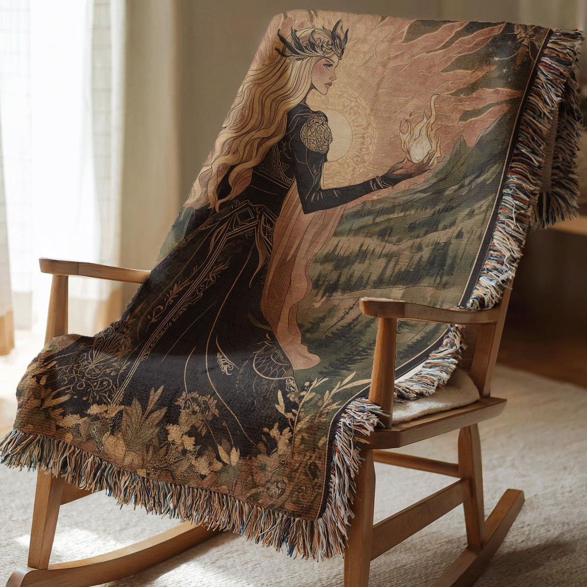 Throne of Glass Tapestry Woven Blanket | Aelin of the Wildfire Woven Blanket