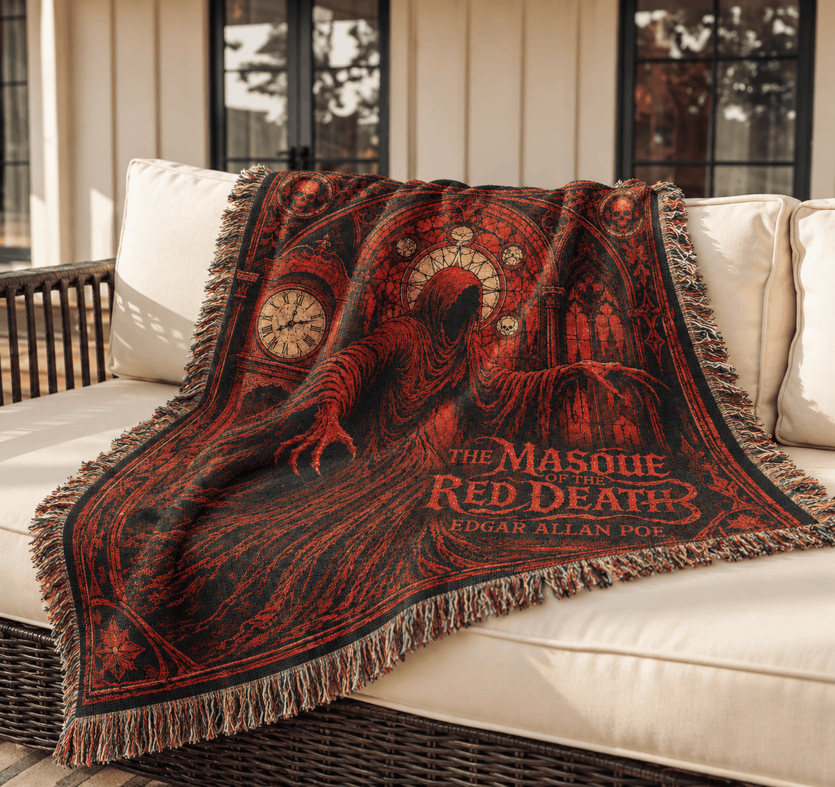 The Masque Of The Red Death Woven Blanket