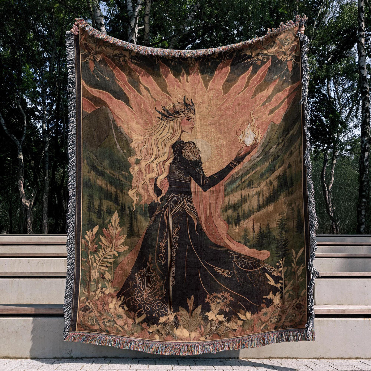 Throne of Glass Tapestry Woven Blanket | Aelin of the Wildfire Woven Blanket