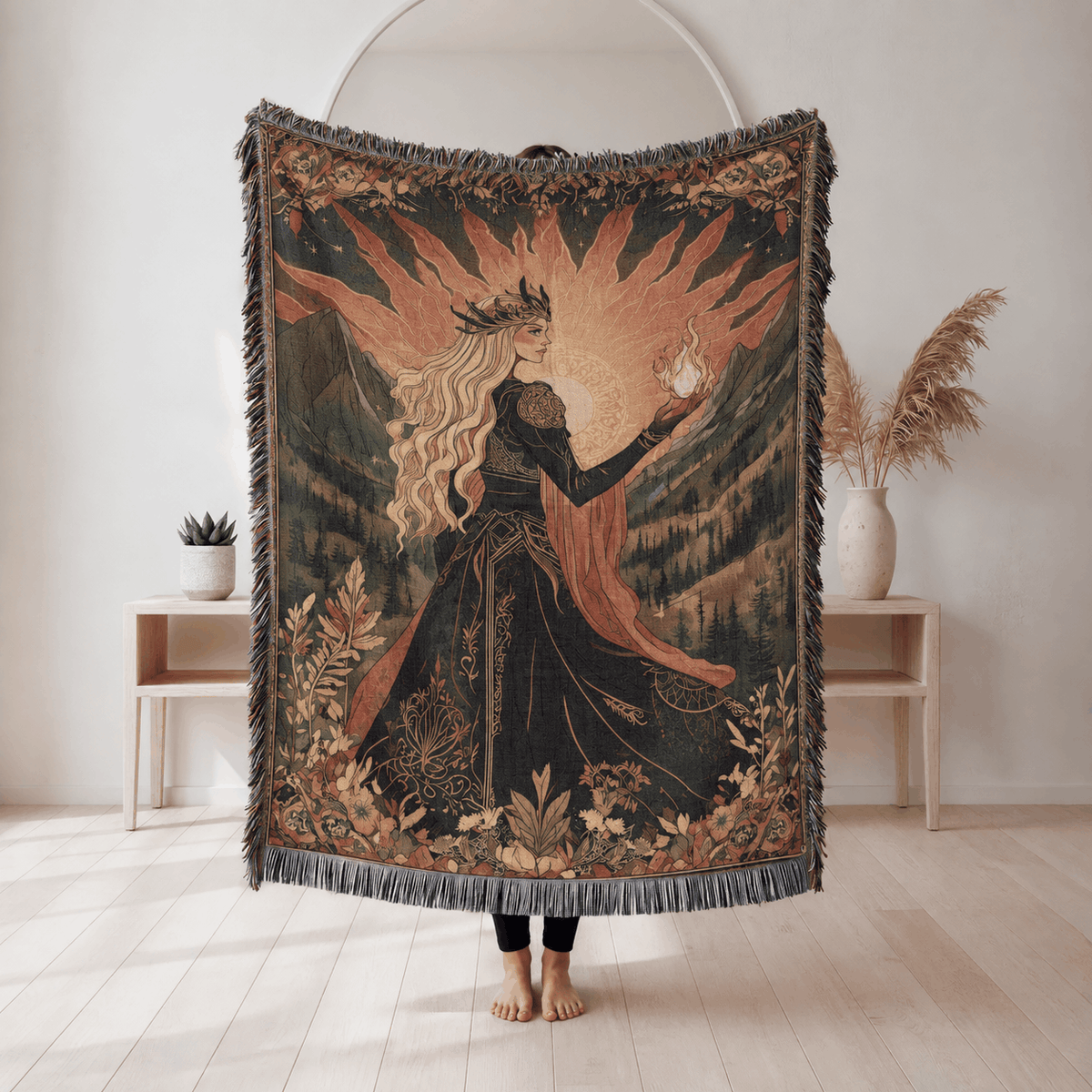 Throne of Glass Tapestry Woven Blanket | Aelin of the Wildfire Woven Blanket