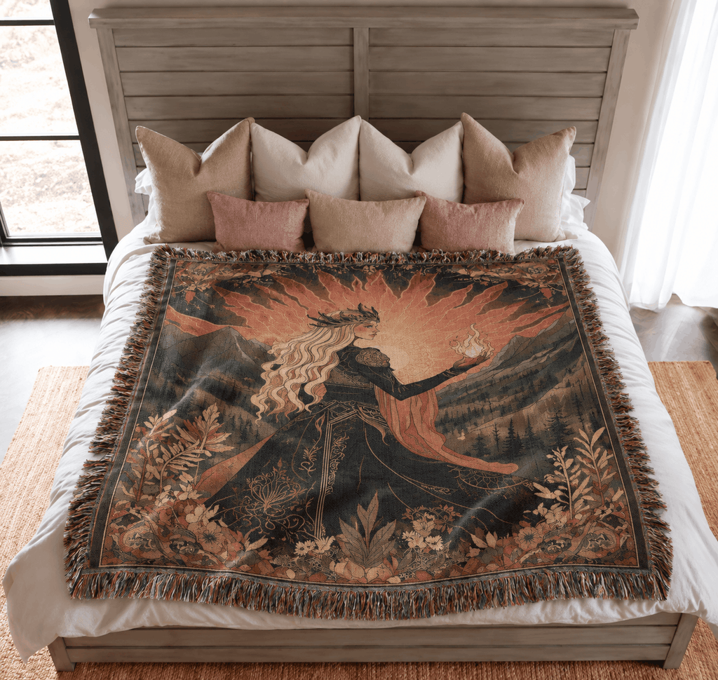 Throne of Glass Tapestry Woven Blanket | Aelin of the Wildfire Woven Blanket