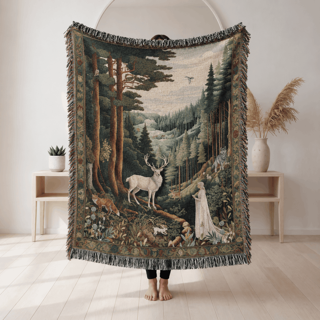 Throne of Glass Woven Tapestry Blanket | Celaena, Stag & Elena Tapestry