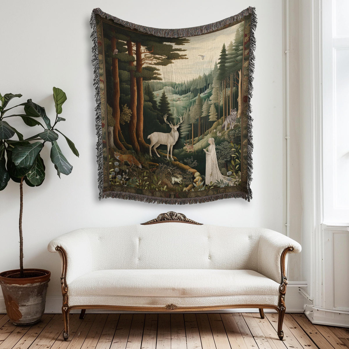 Throne of Glass Woven Tapestry Blanket | Celaena, Stag & Elena Tapestry