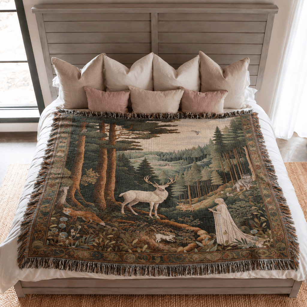 Throne of Glass Woven Tapestry Blanket | Celaena, Stag & Elena Tapestry