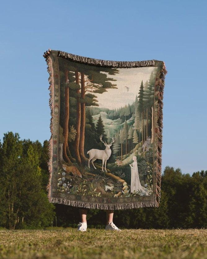 Throne of Glass Woven Tapestry Blanket | Celaena, Stag & Elena Tapestry