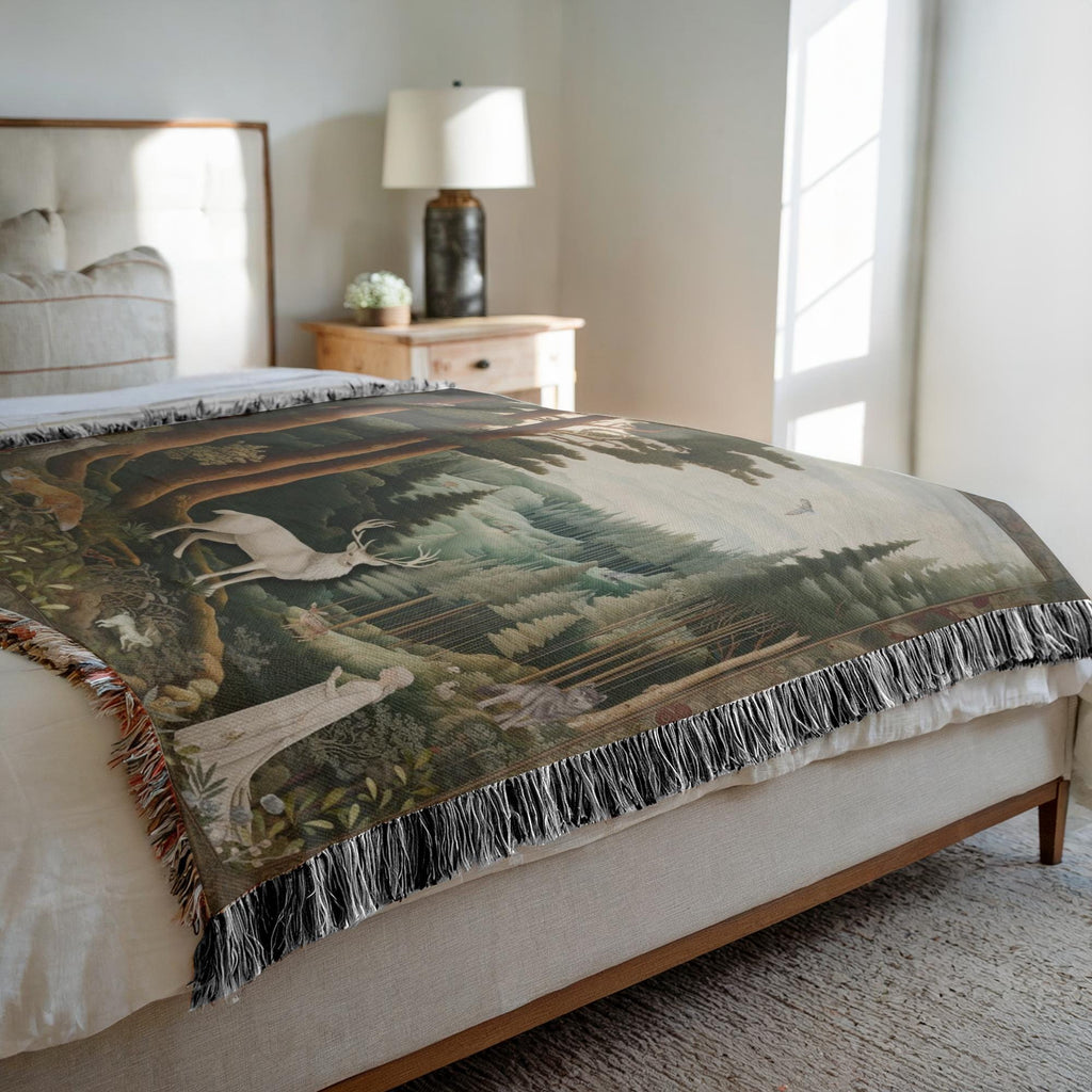 Throne of Glass Woven Tapestry Blanket | Celaena, Stag & Elena Tapestry