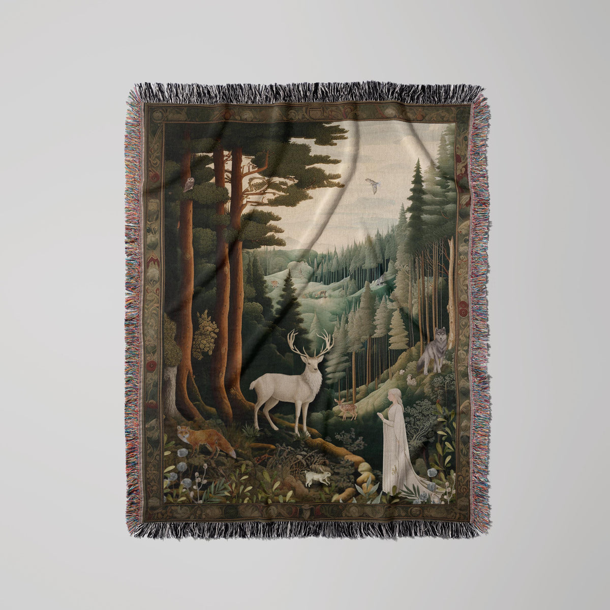 Throne of Glass Woven Tapestry Blanket | Celaena, Stag & Elena Tapestry