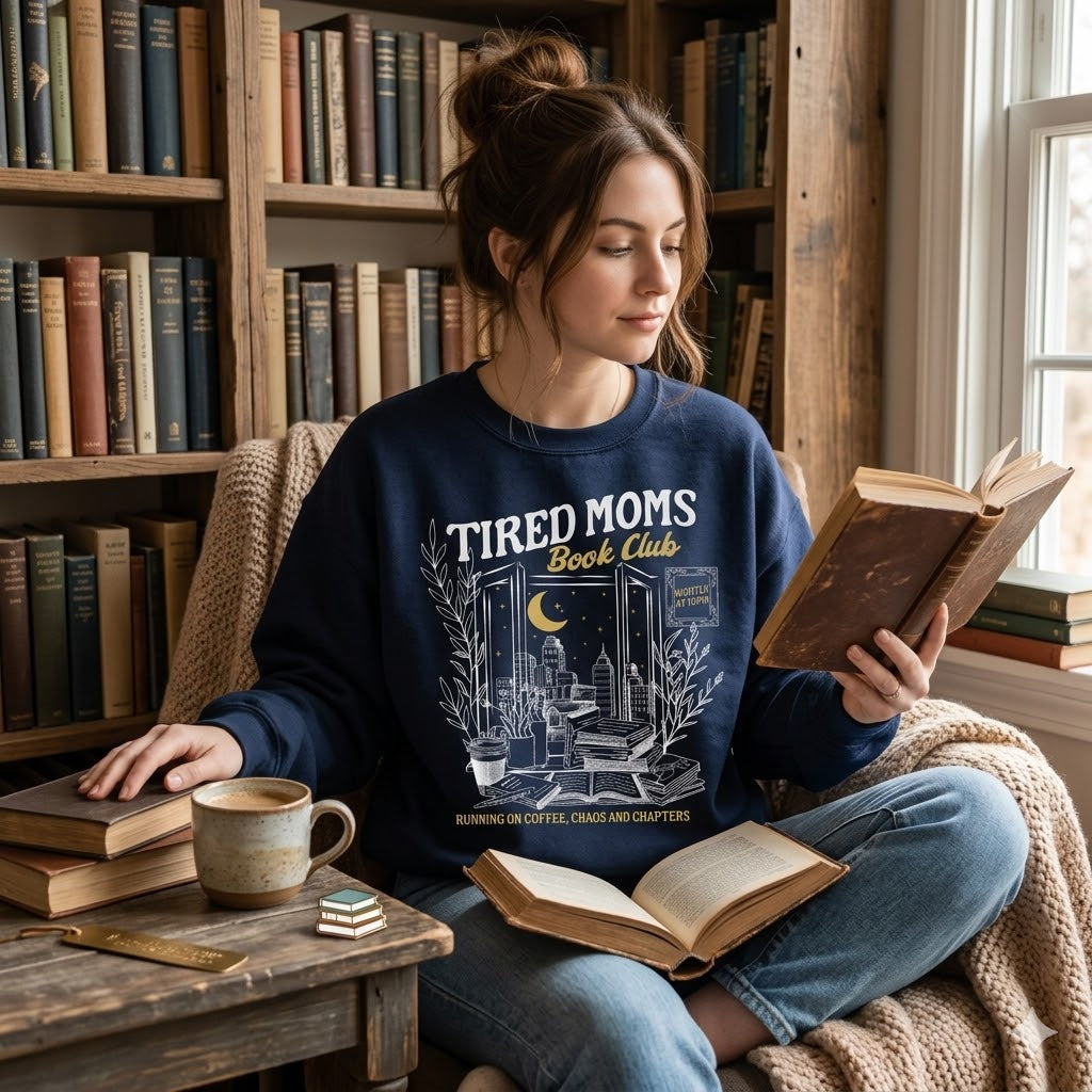 Tired Moms Book Club Sweater Bookish Merch