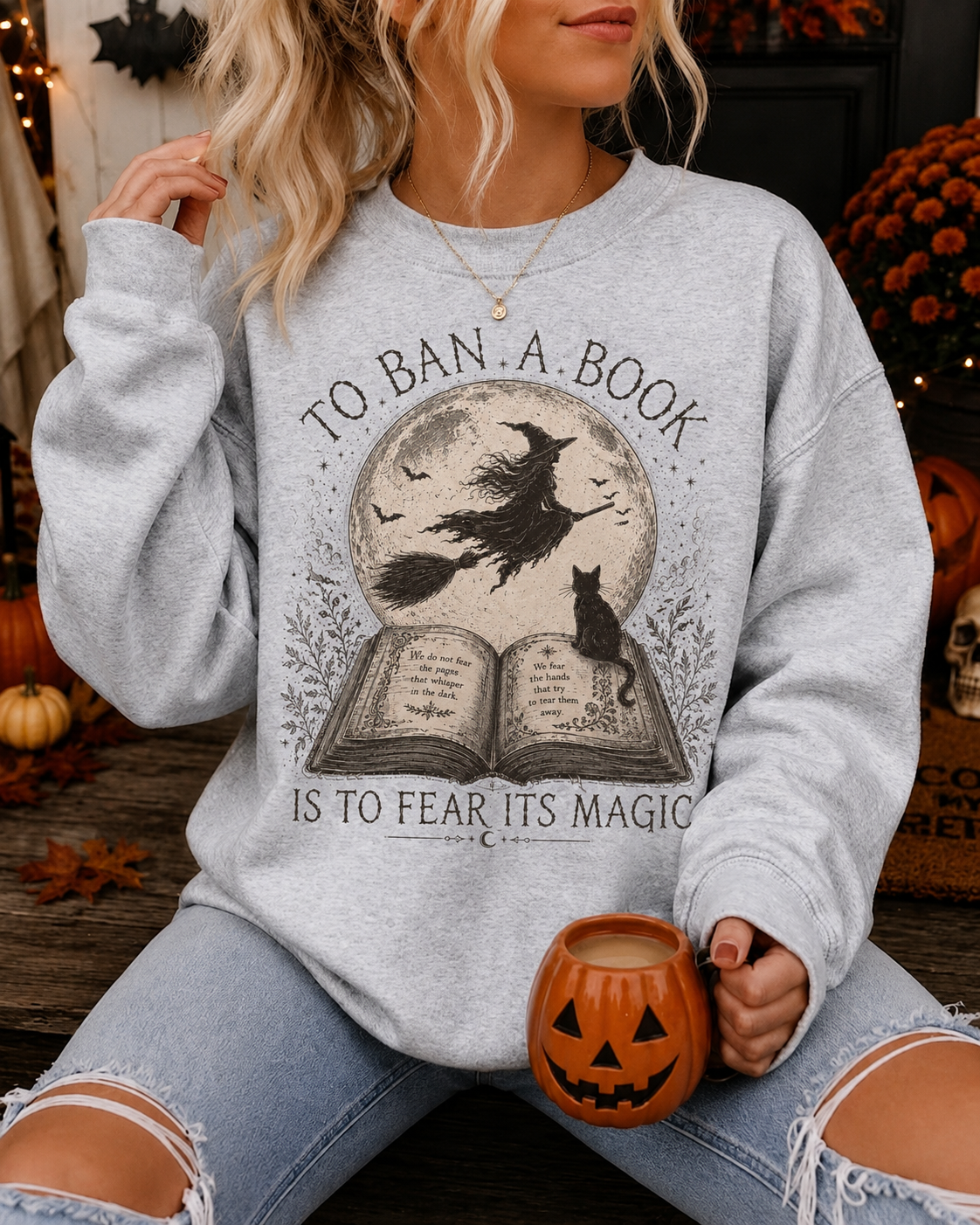 To Ban A Book Halloween Witch Sweater | Bookish Merch | Halloween Gift For Book Lover