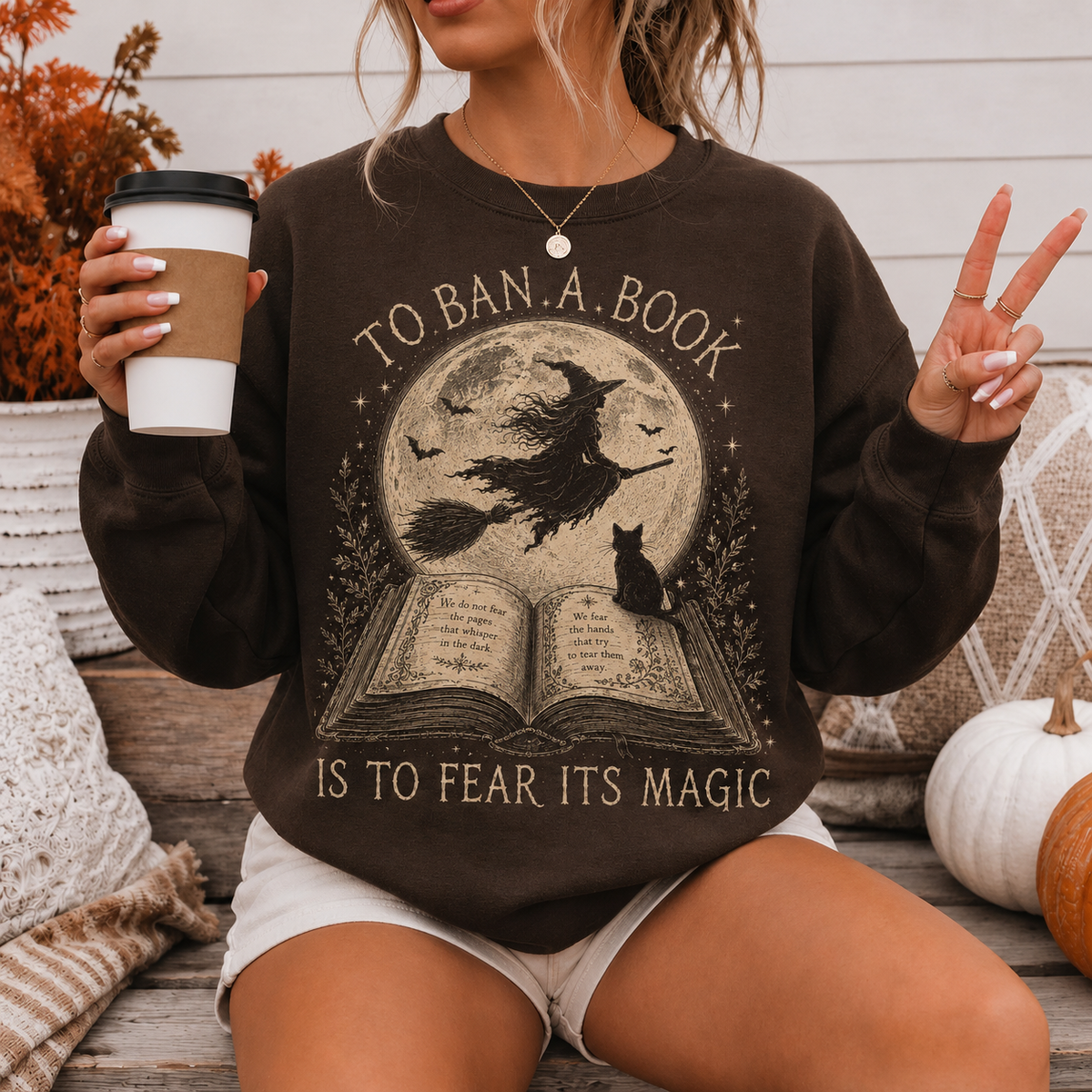 To Ban A Book Halloween Witch Sweater | Bookish Merch | Halloween Gift For Book Lover