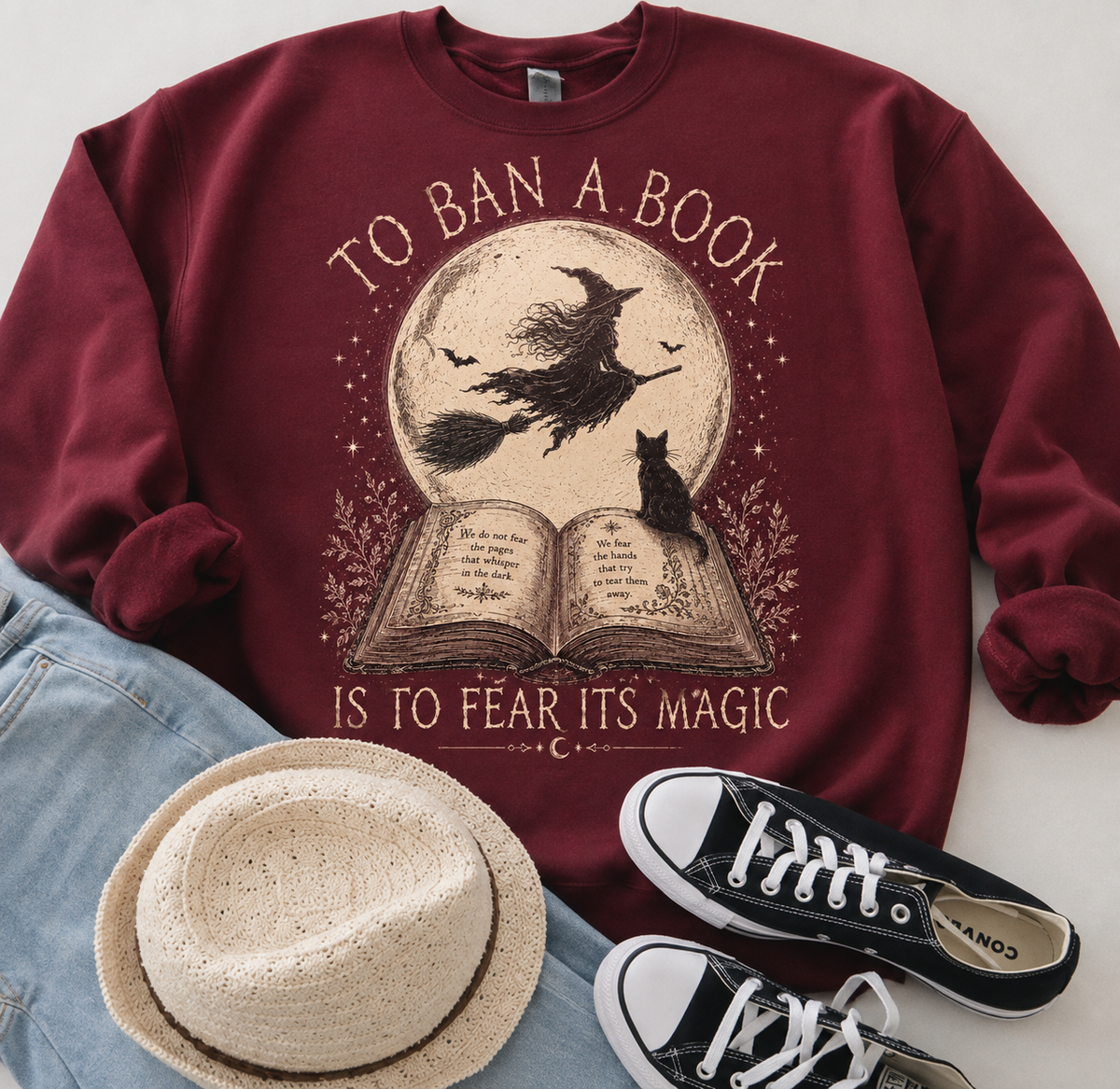 To Ban A Book Halloween Witch Sweater | Bookish Merch | Halloween Gift For Book Lover