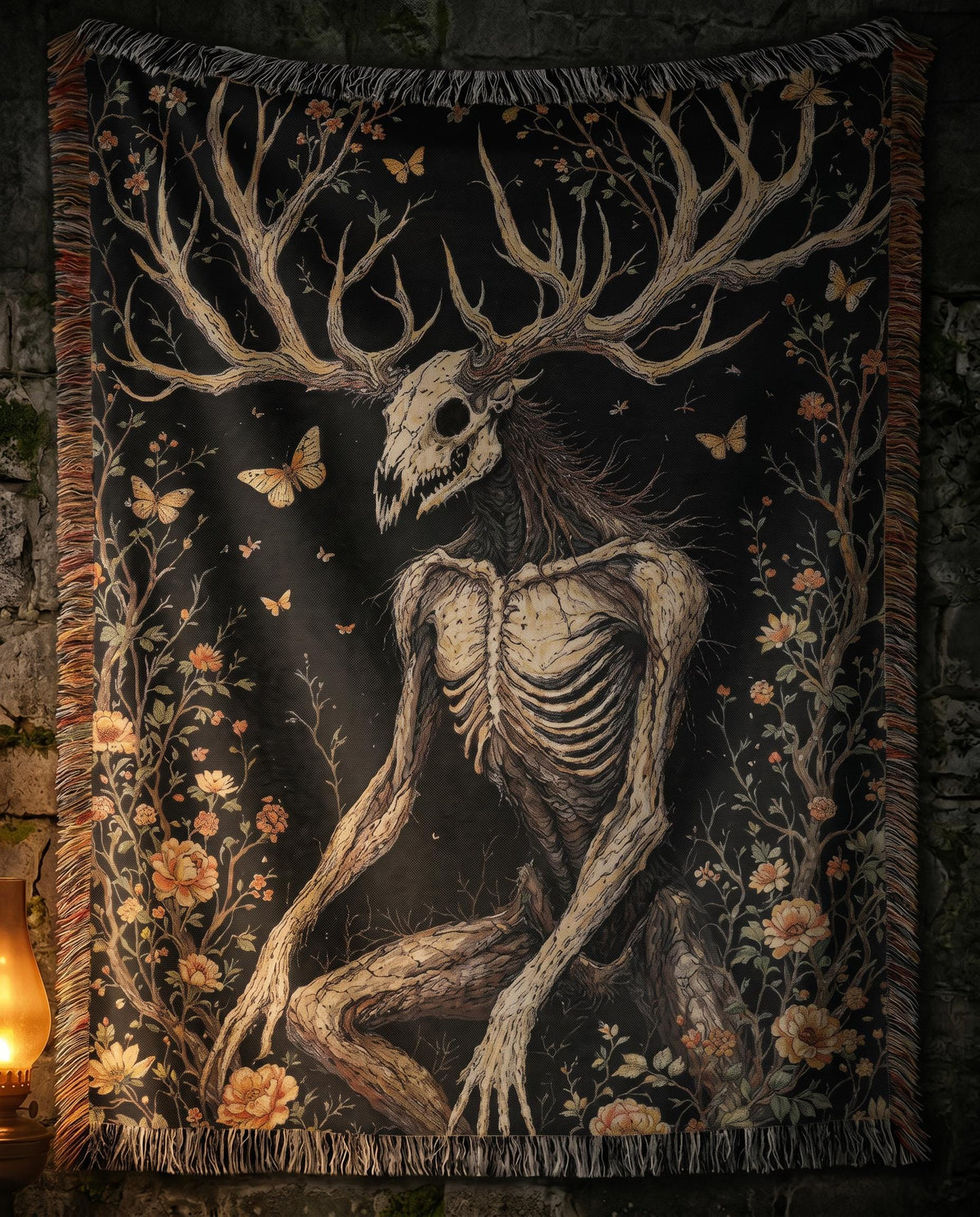 Wendigo Woven Blanket | Gothic Witchy Dark Academia Tapestry