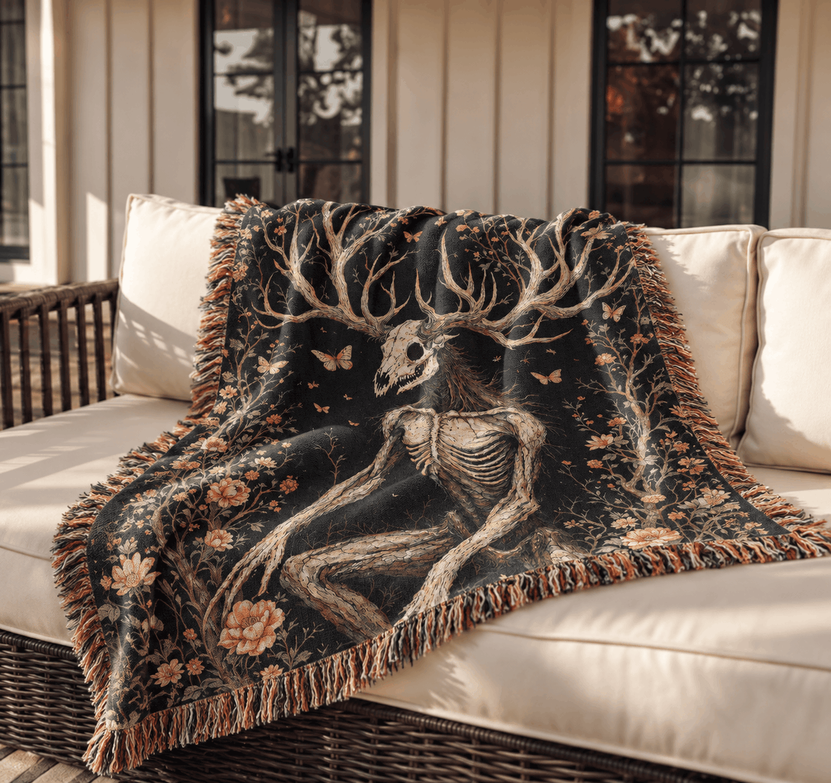 Wendigo Woven Blanket | Gothic Witchy Dark Academia Tapestry