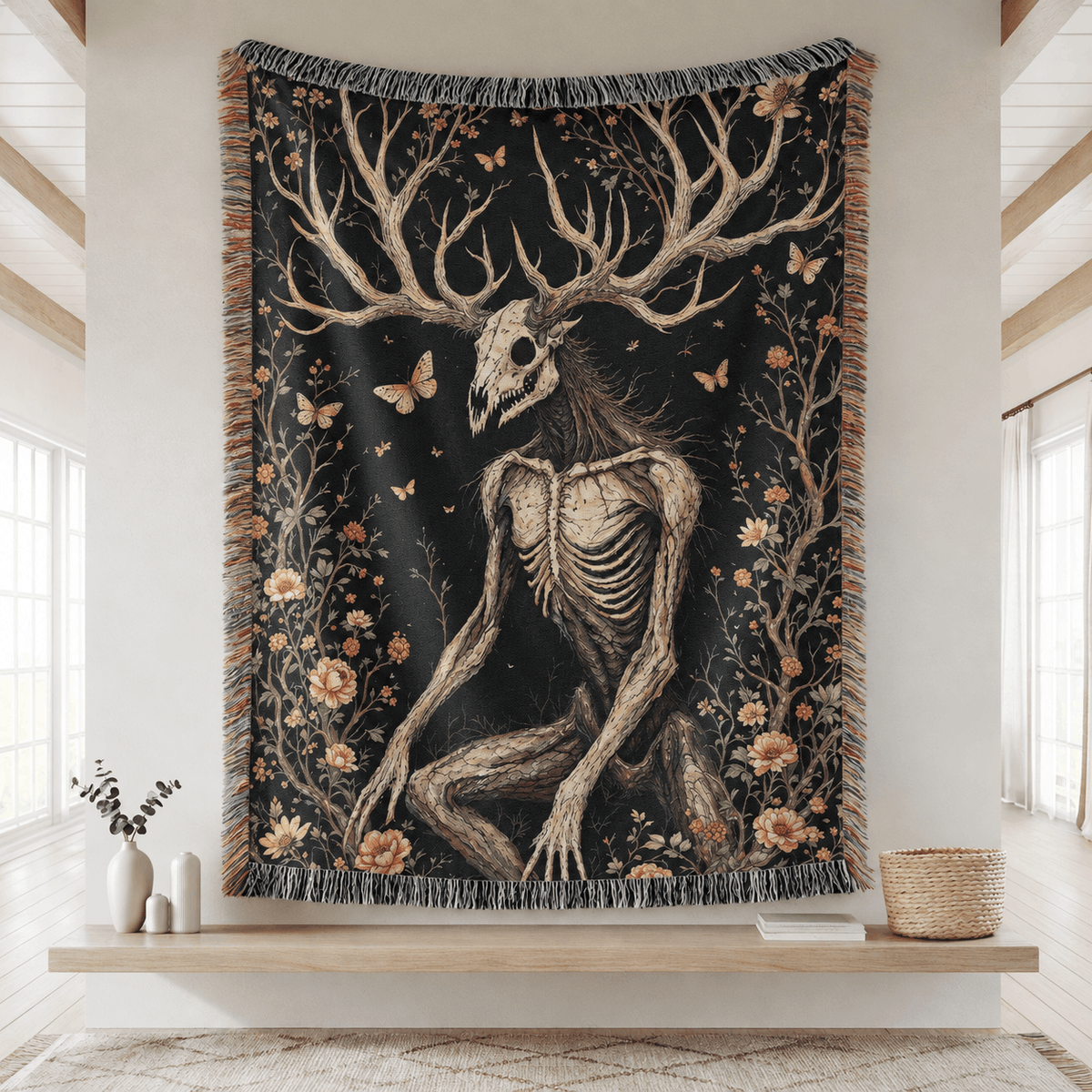 Wendigo Woven Blanket | Gothic Witchy Dark Academia Tapestry