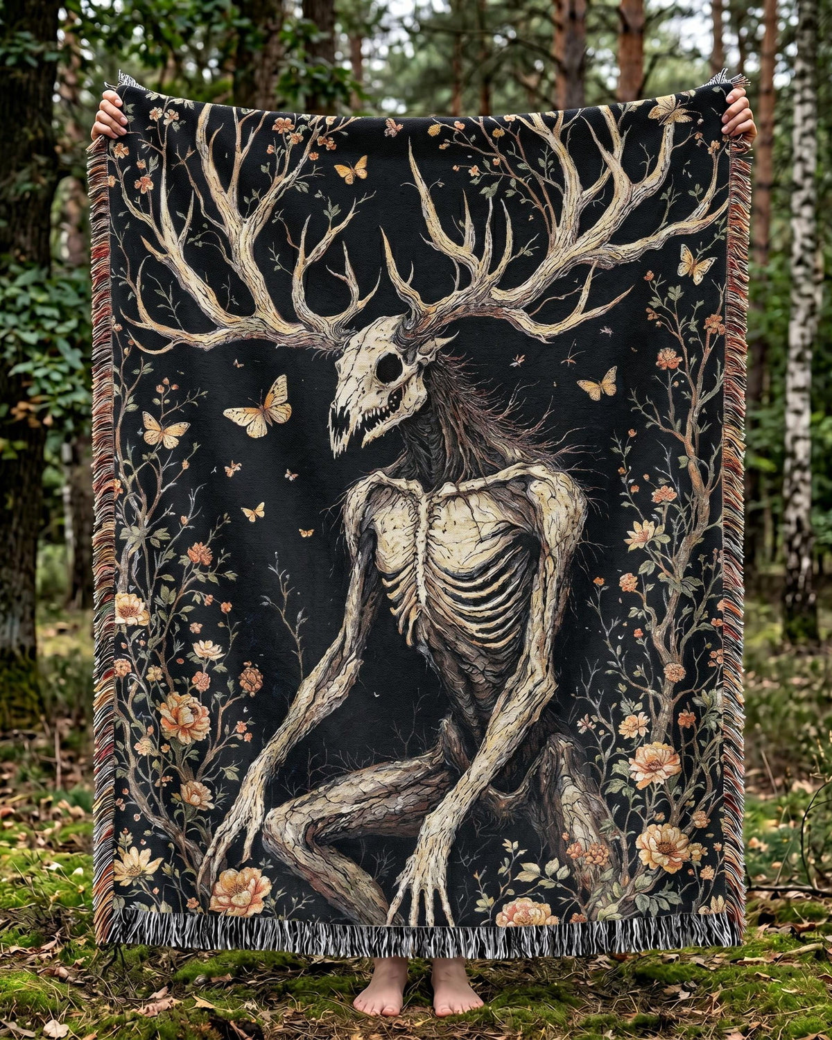 Wendigo Woven Blanket | Gothic Witchy Dark Academia Tapestry