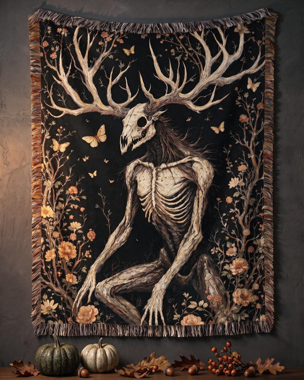 Wendigo Woven Blanket | Gothic Witchy Dark Academia Tapestry
