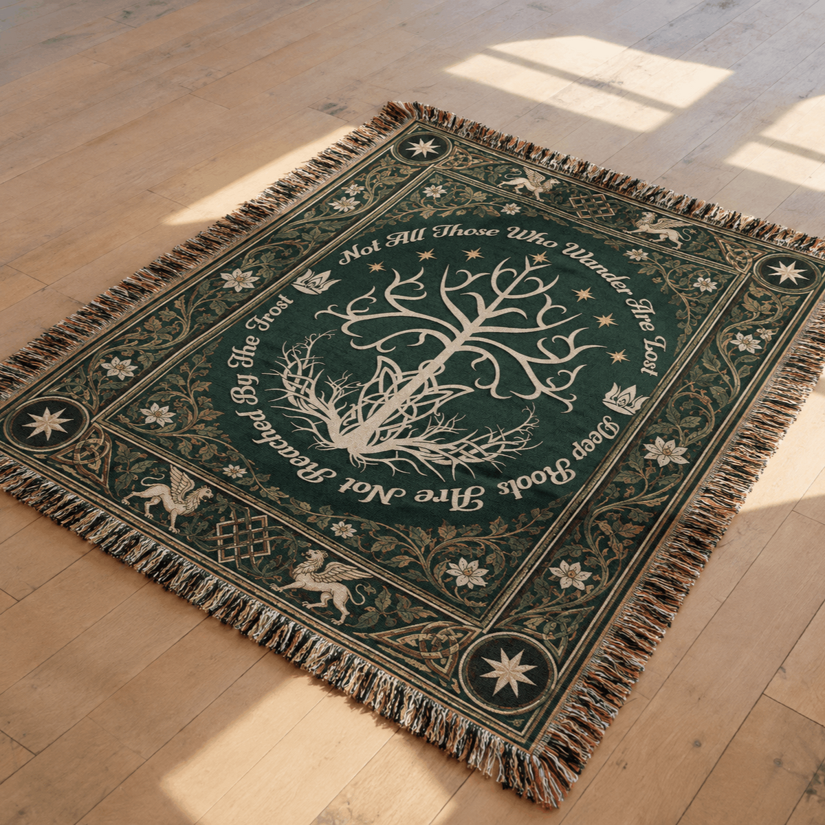 White Tree Of Gondor Woven Blanket | Tree Of Life Tapestry