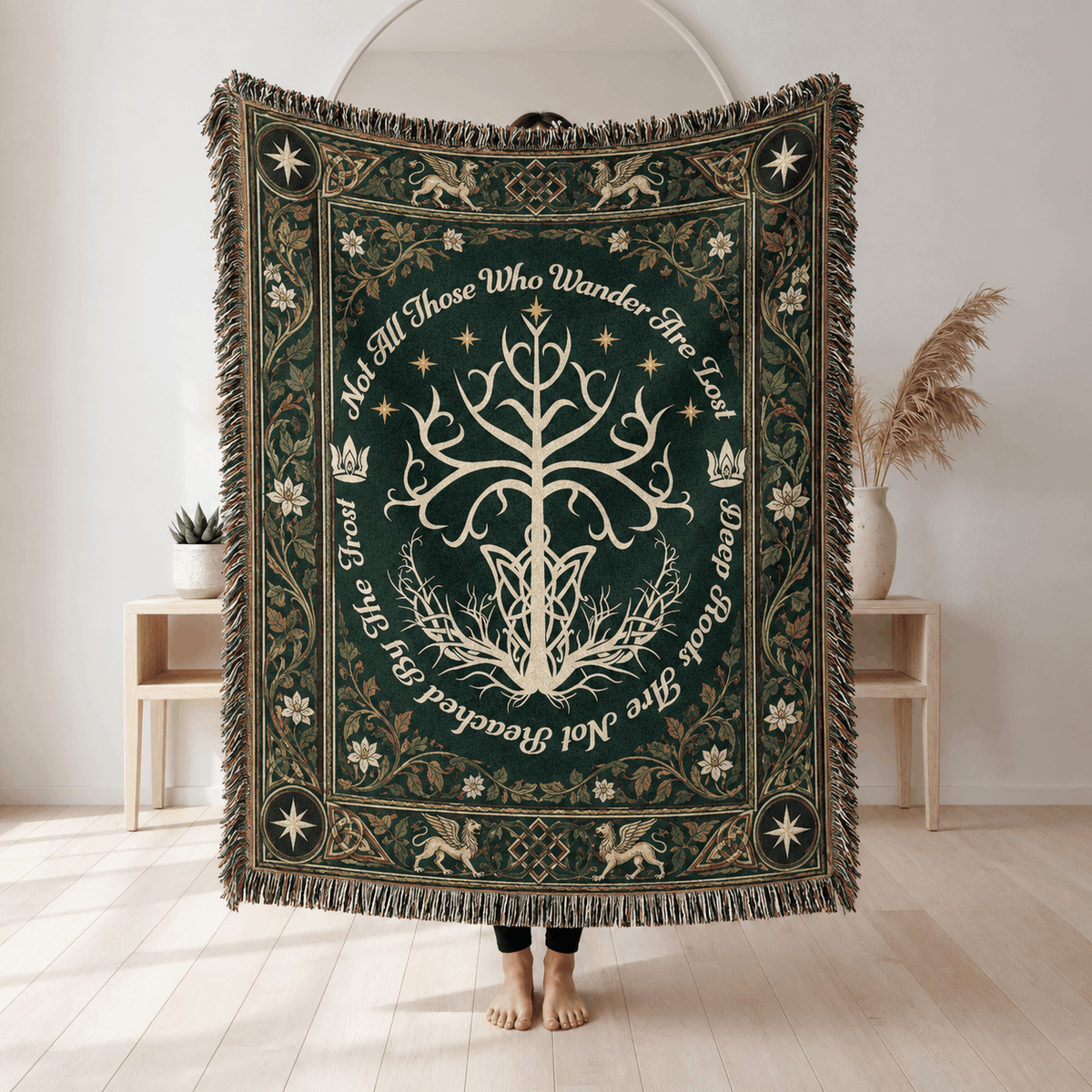 White Tree Of Gondor Woven Blanket | Tree Of Life Tapestry