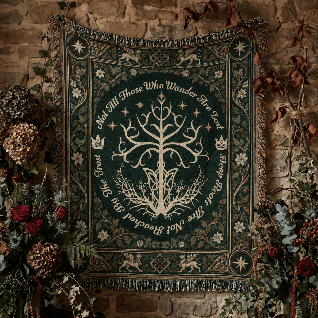 White Tree Of Gondor Woven Blanket | Tree Of Life Tapestry