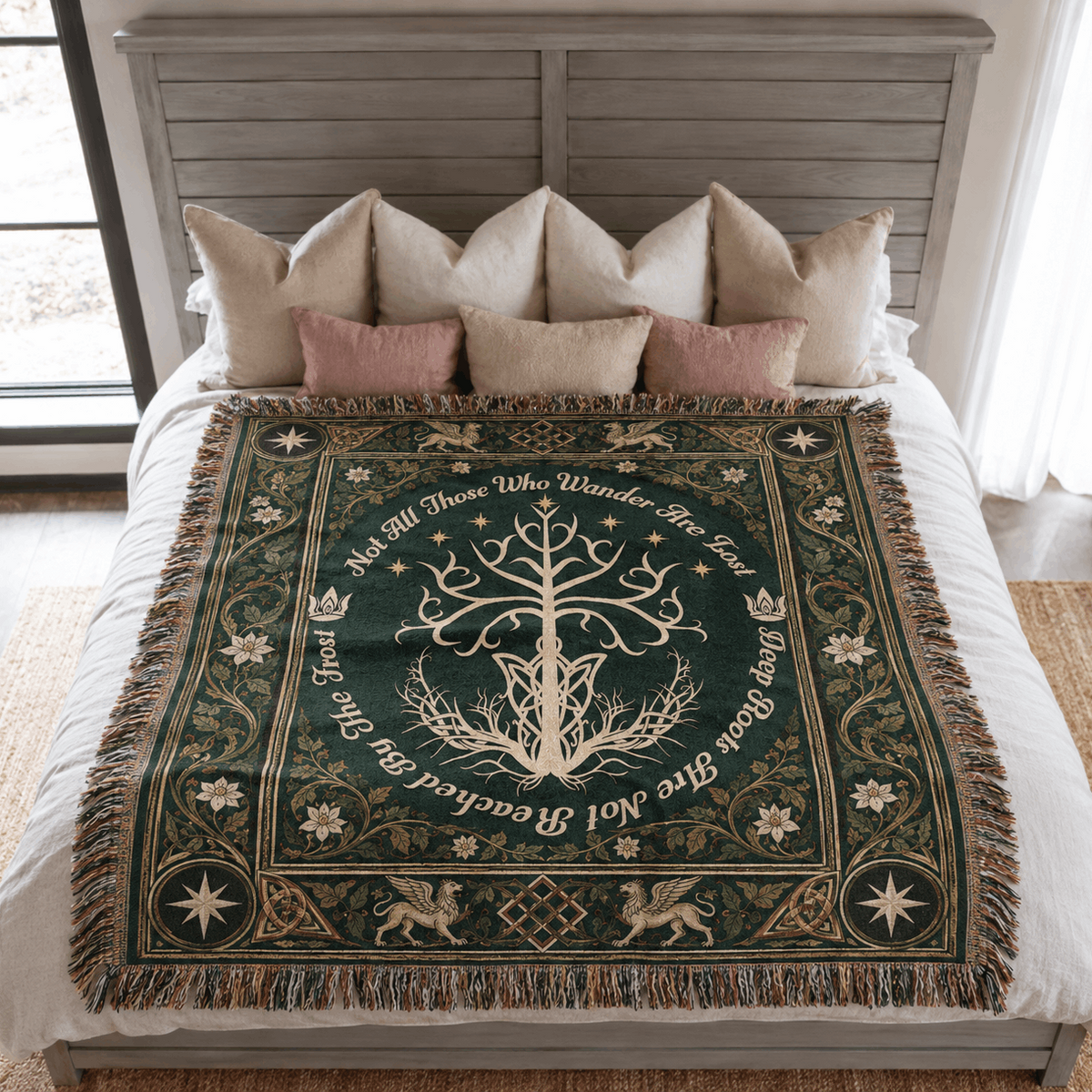 White Tree Of Gondor Woven Blanket | Tree Of Life Tapestry