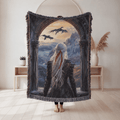 Witch Queen With Dragons Tapestry Woven Blanket