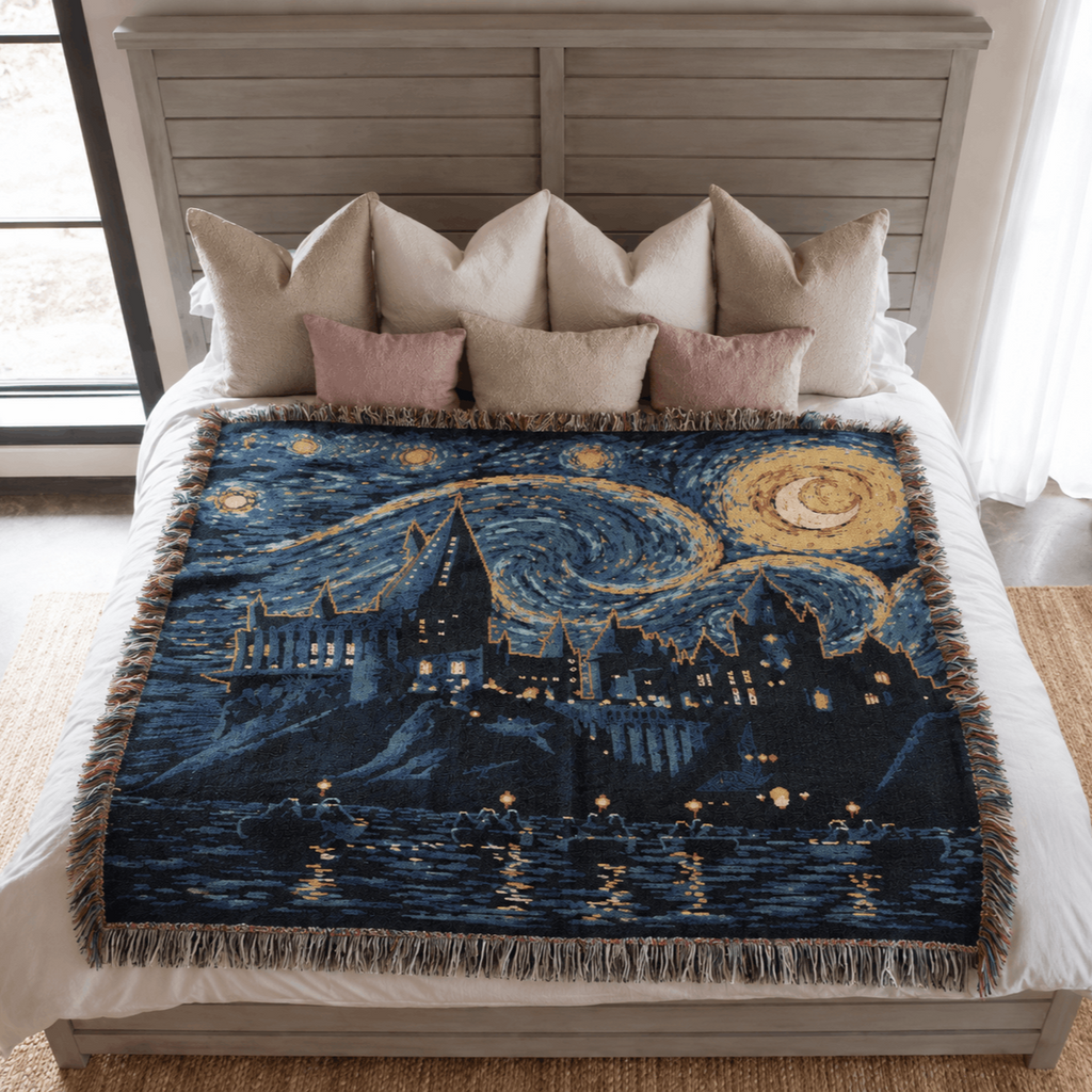 Wizard School Woven Throw Blanket Tapestry